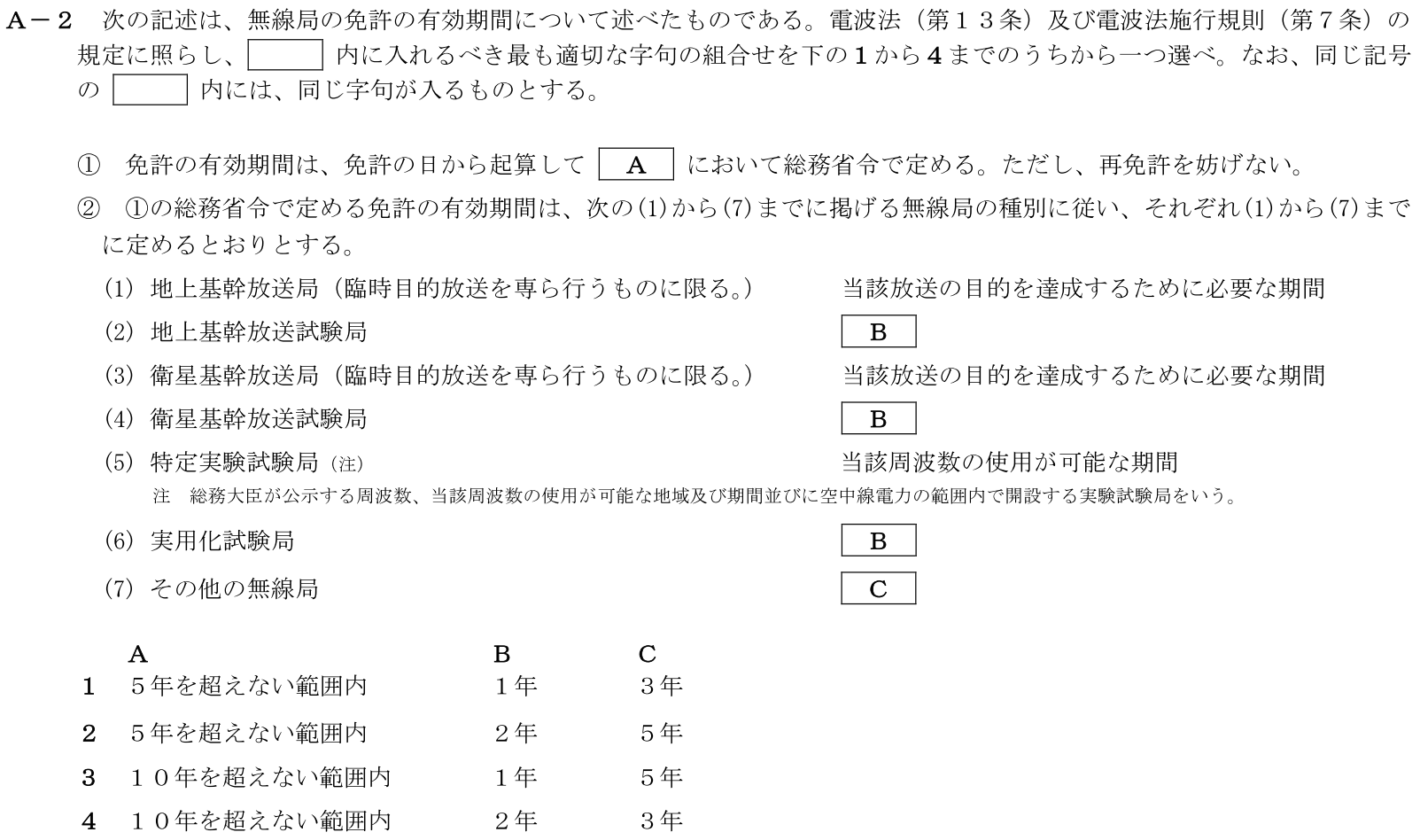 一陸技法規令和5年01月期第2回A02